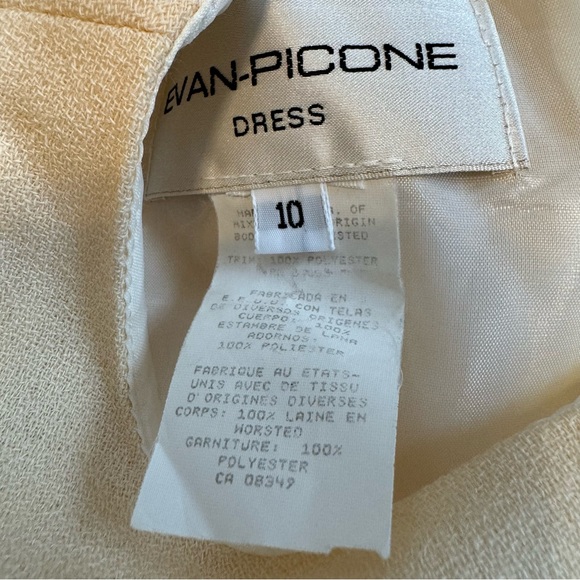 Vintage Evan Picone Worsted Wool Shift Dress Women’s Sz 10 Career Cream - Picture 4 of 5